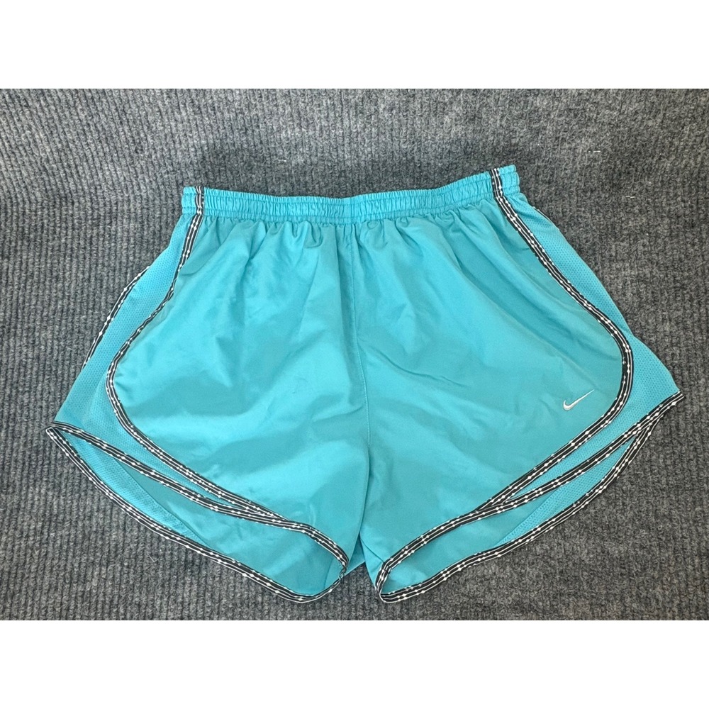 Nike Womens Dri-FIT Tempo Running Shorts Teal Blue Mesh Trim Size L